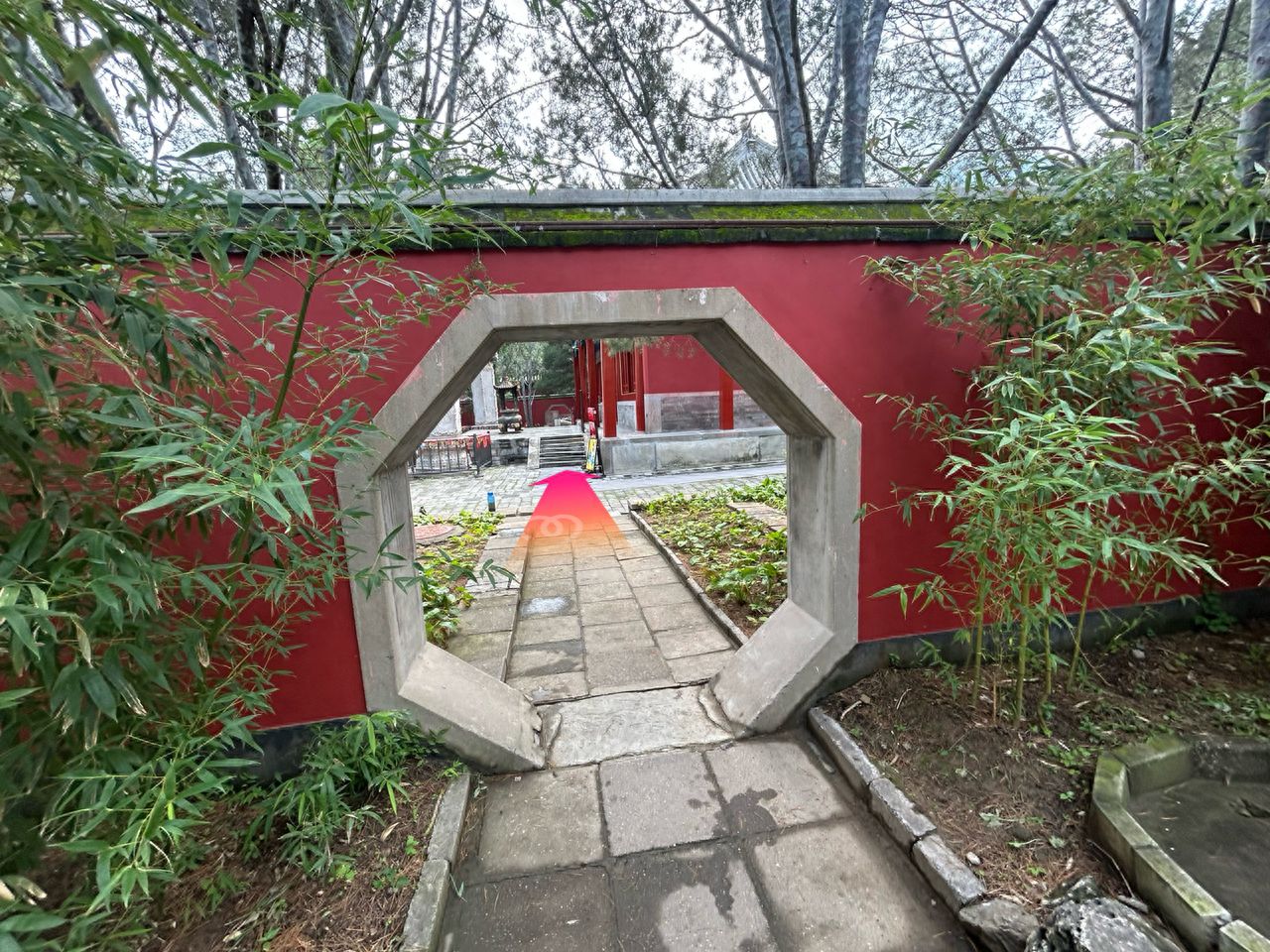 Pass through the two diamond-shaped arches. — step-by-step photo guide