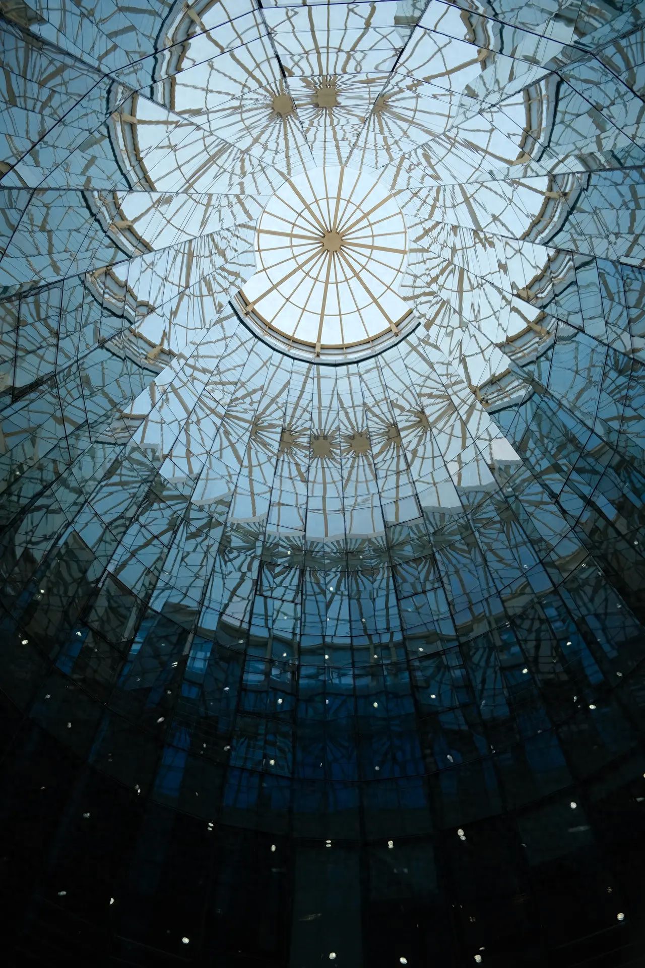 Photo by Zhongguancun SOHO - Interior upward shot of the glass dome.