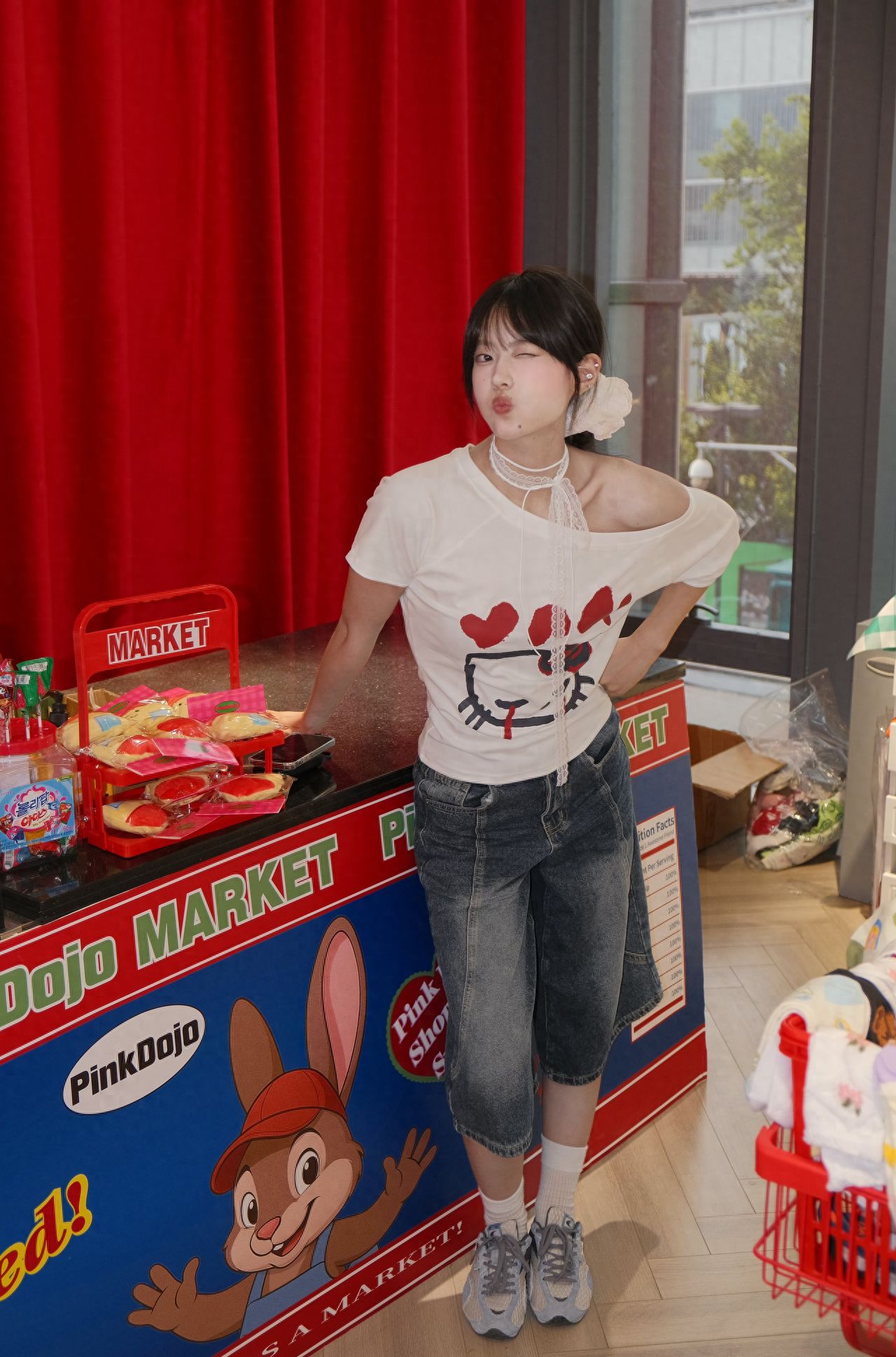 Photo by PinkDojo - Red Curtains and Cabinets