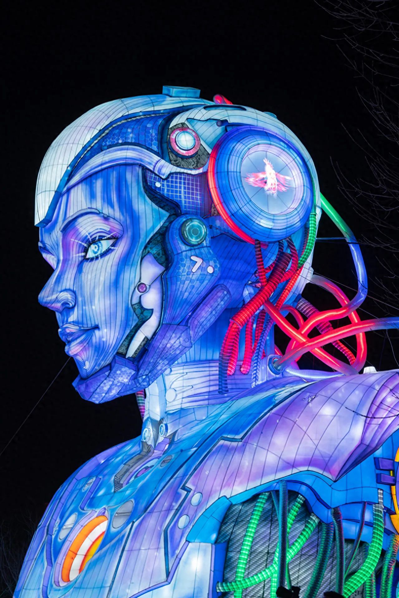 Photo by Beijing Wenyu River Park - Blue Robot Lantern Night Scene