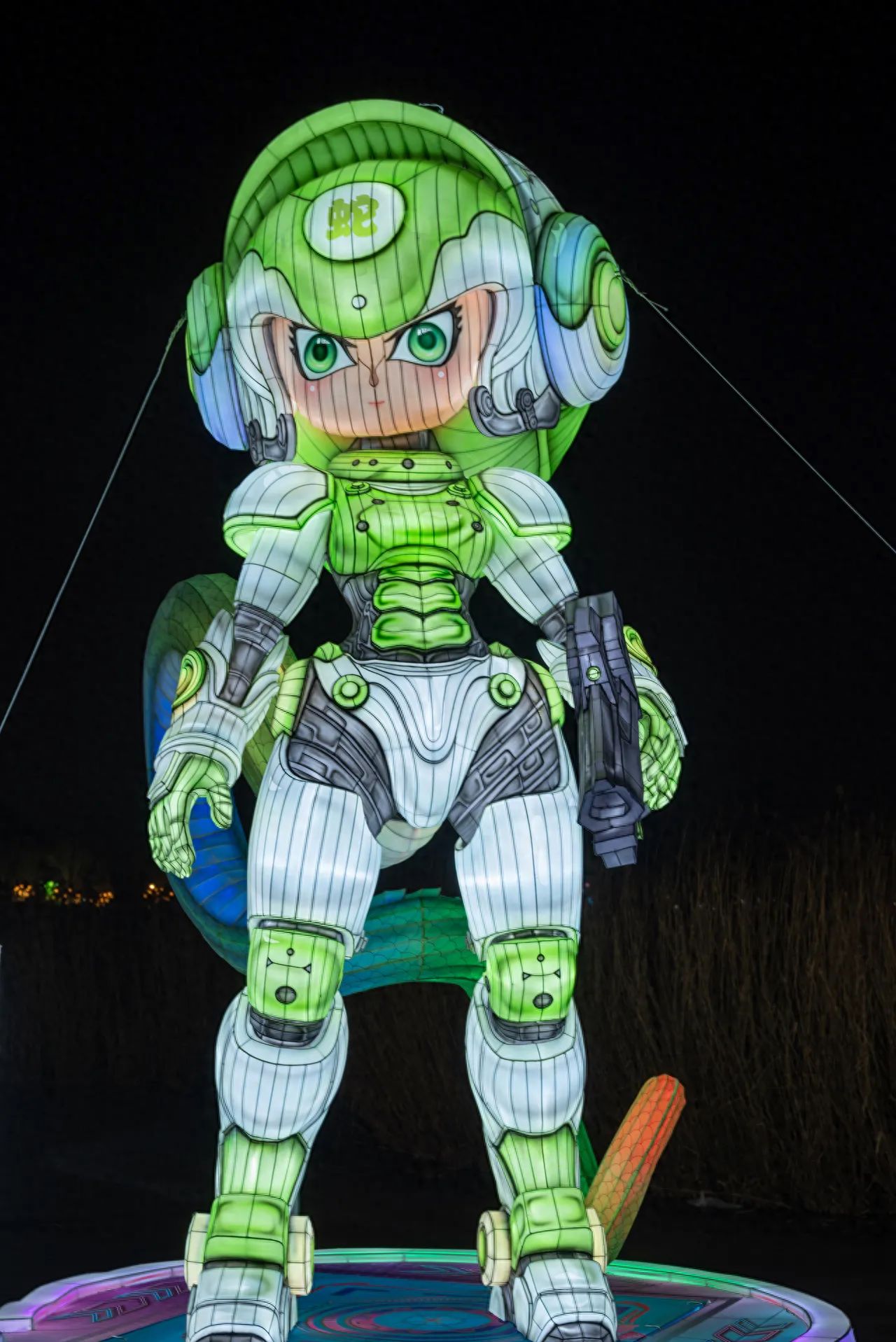 Photo by Beijing Wenyu River Park - Green Mechanized Warrior Lantern Night Scene