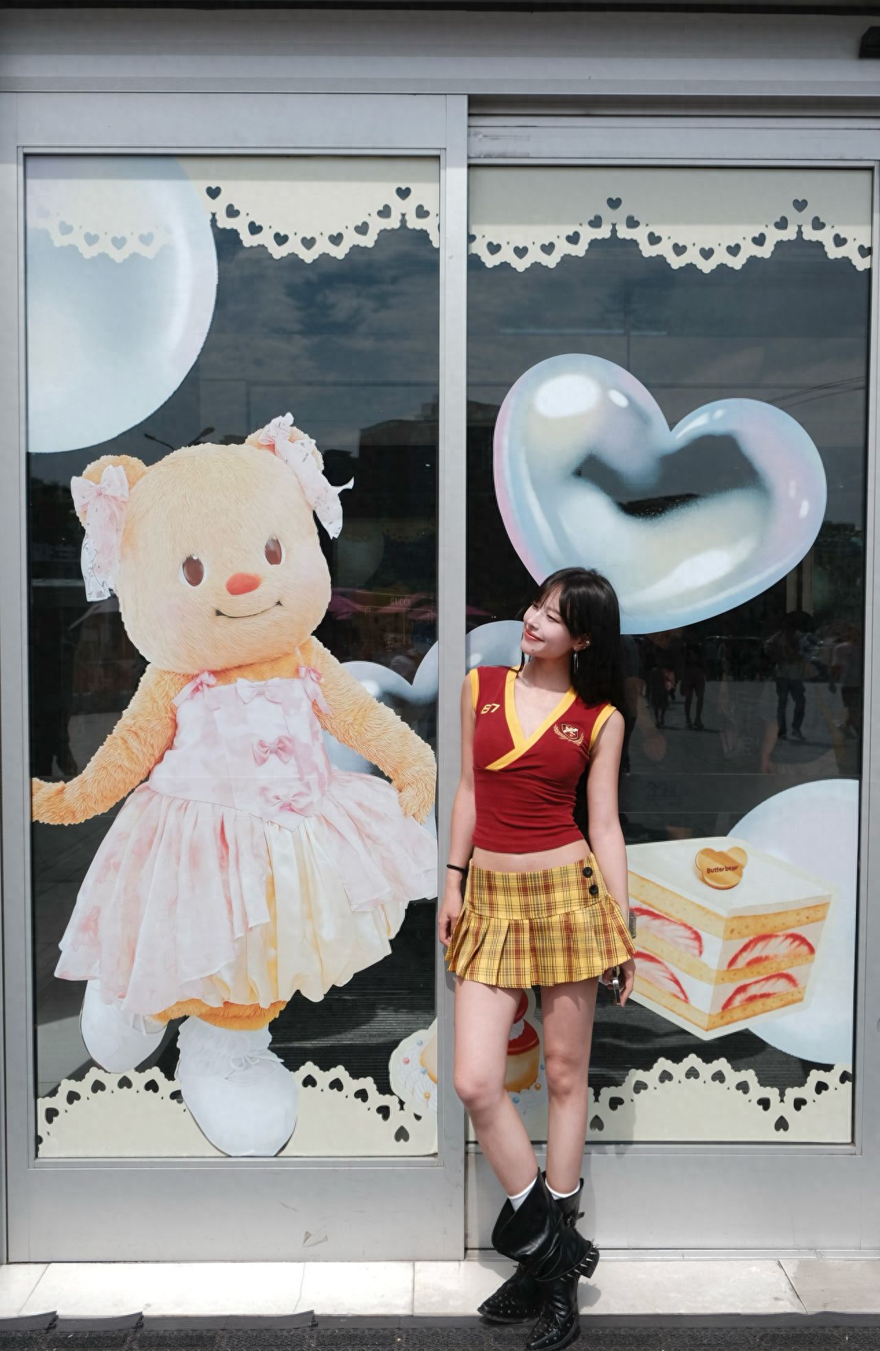 Photo by Beijing Chaoyang Hopson One - Butter Bear Glass Sticker Painting