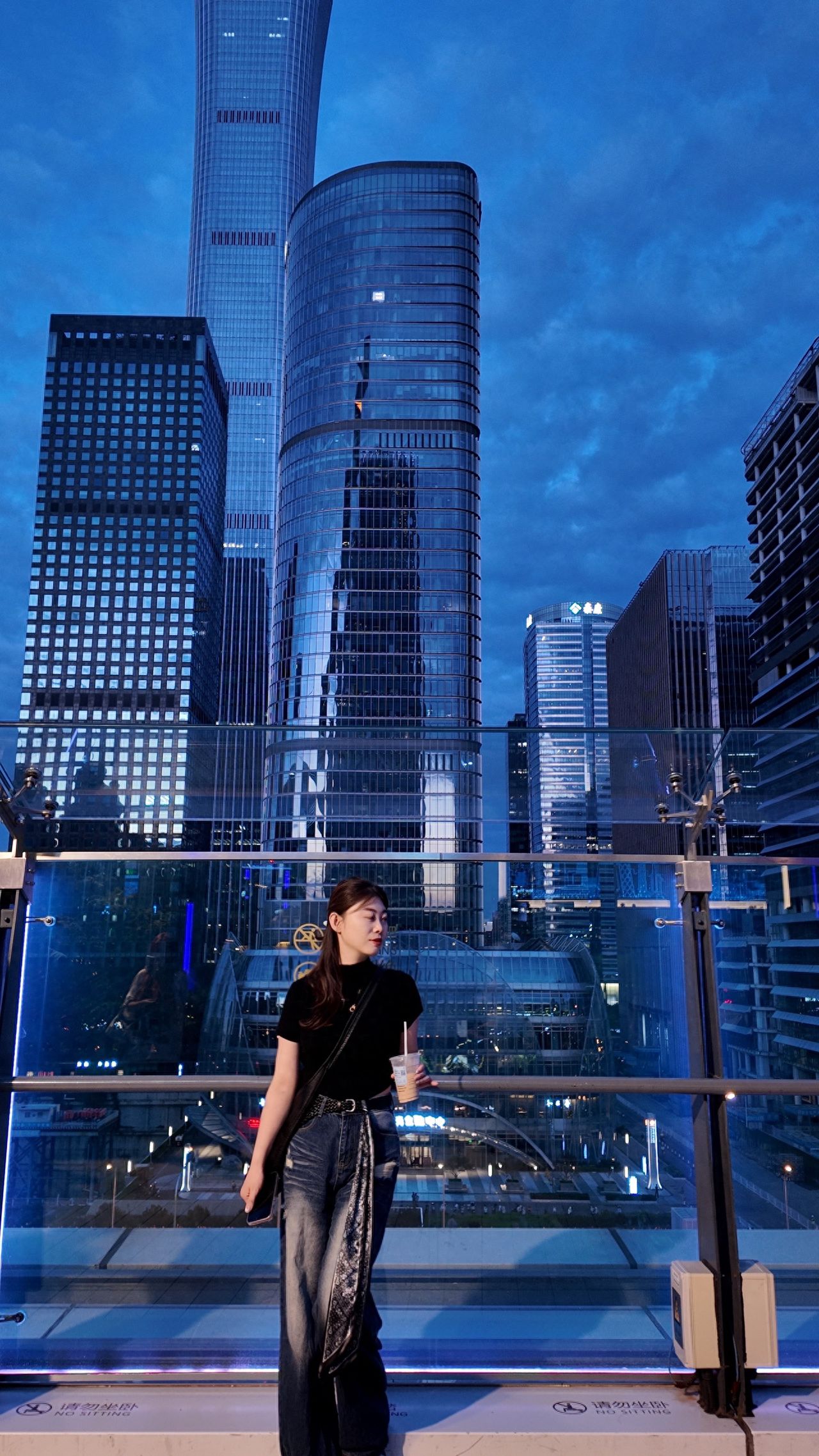 Take a photo with the high-rise buildings at the railing in Beijing CBD. — photo spot in Beijing CBD (Zhengda Center Branch)  , China