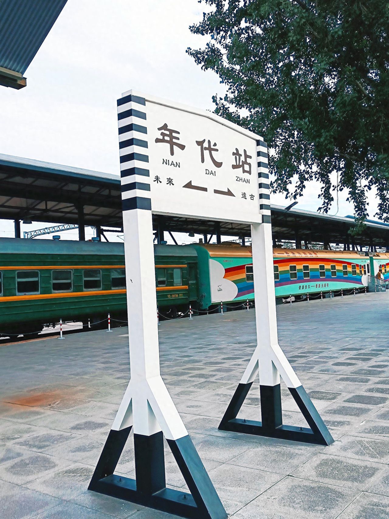 Photo by China Railway Museum Dongjiao Hall - Signboard and Train in the Same Frame