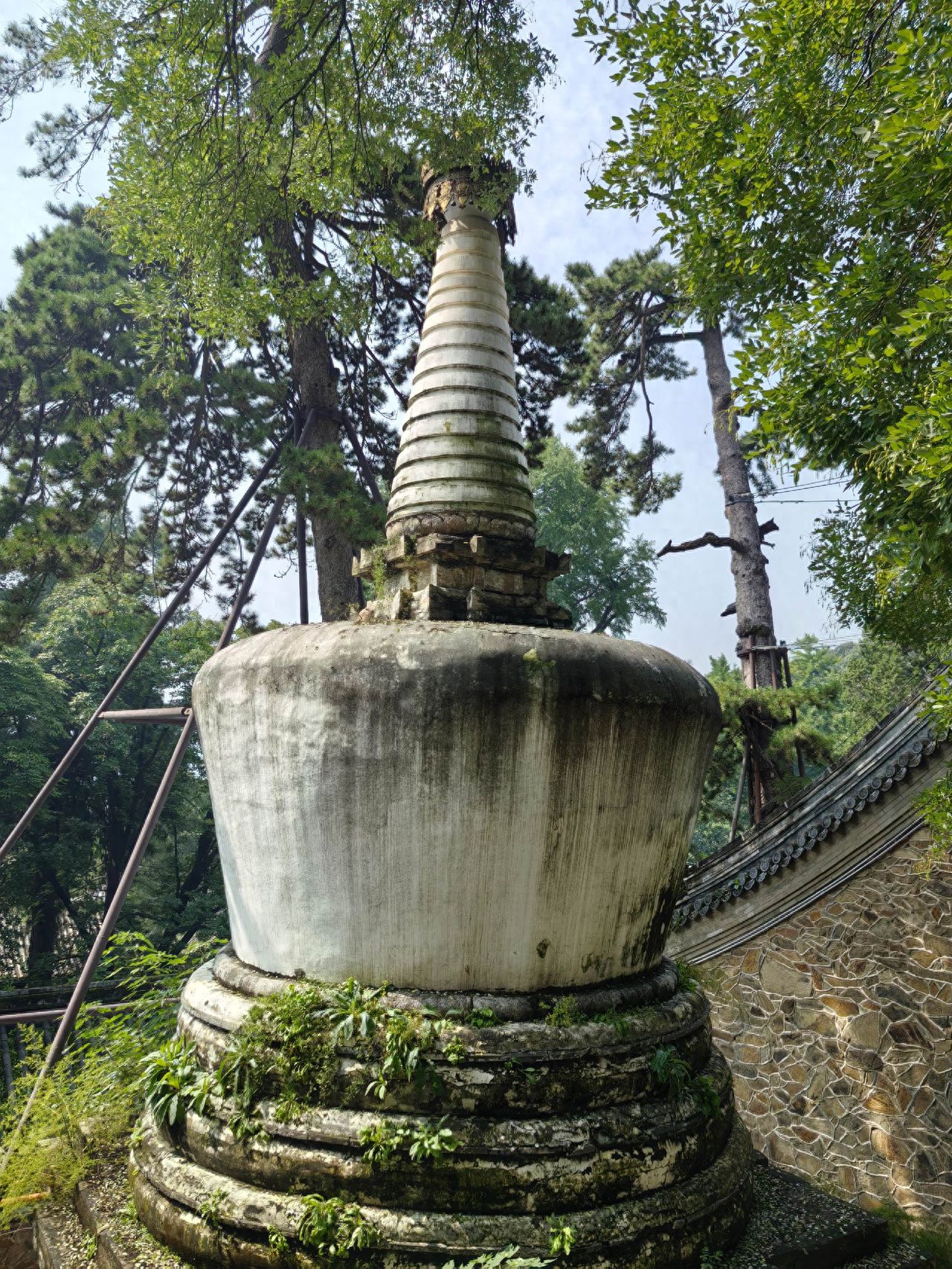 Photo by Tanzhe Temple - White Pagoda and Trees in the Same Frame