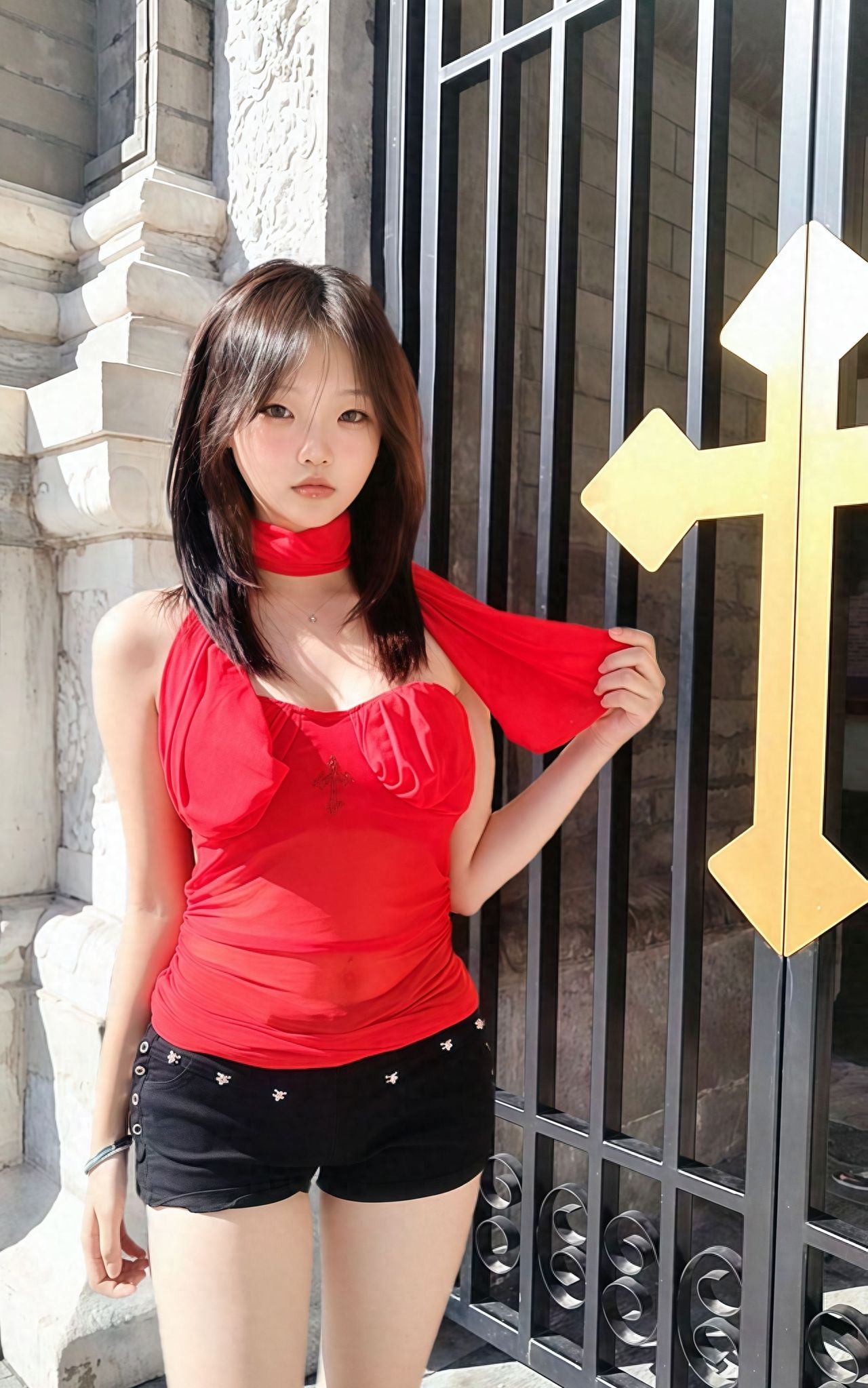 Photo by Wangfujing Catholic Church - Take a photo with the cross and iron gate at the entrance.