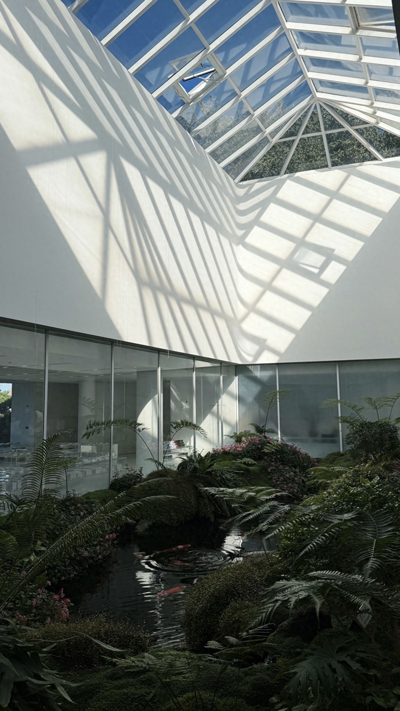Photo by Luohong Photography Art Museum - Indoor pond with green plants and glass ceiling