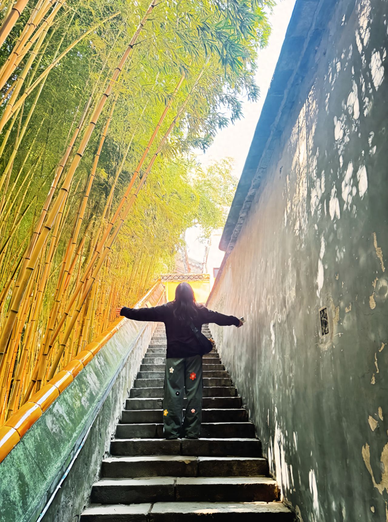 Photo by Tanzhe Temple - Take a photo with the stone steps, bamboo forest, and walls.