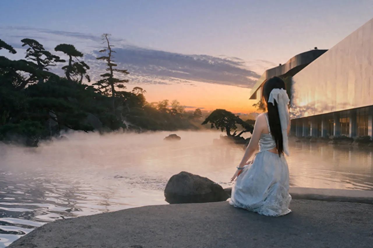 Photo by Luohong Photography Art Museum - Group photo with lakeside, sunset, gardens, and architecture.