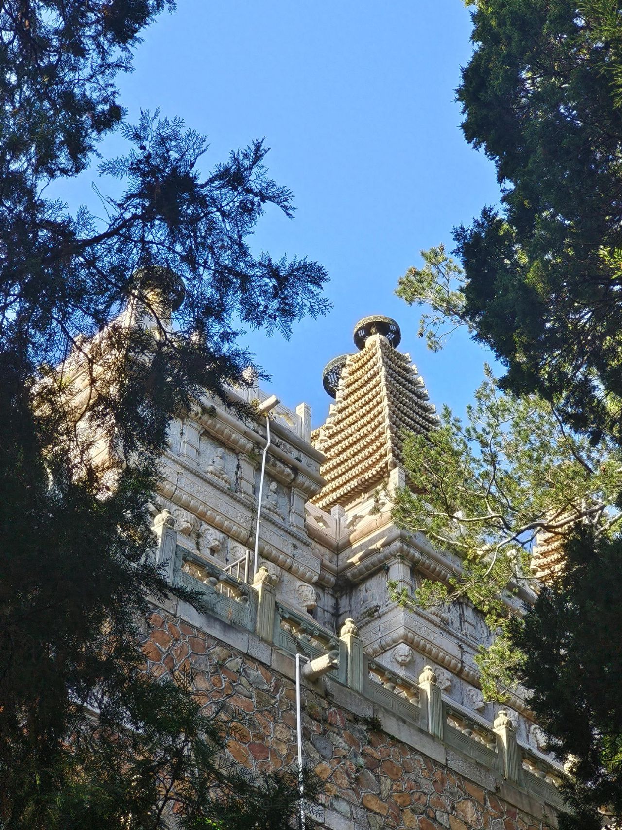 Photo by Beijing Biyun Temple - Upward shot of Vajra Throne Pagoda and trees