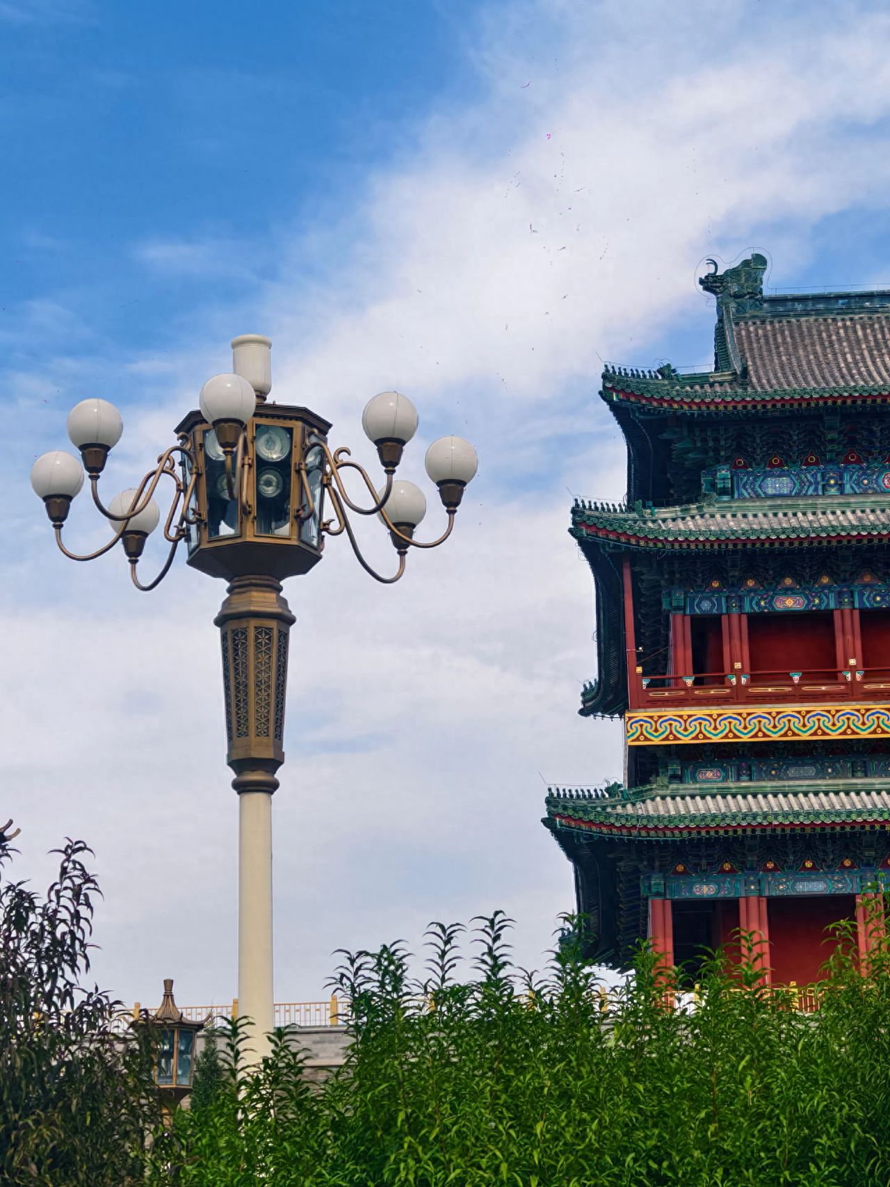 Photo by Zhengyangmen Arrow Tower - Street Lamp and Partial View of Zhengyangmen Arrow Tower