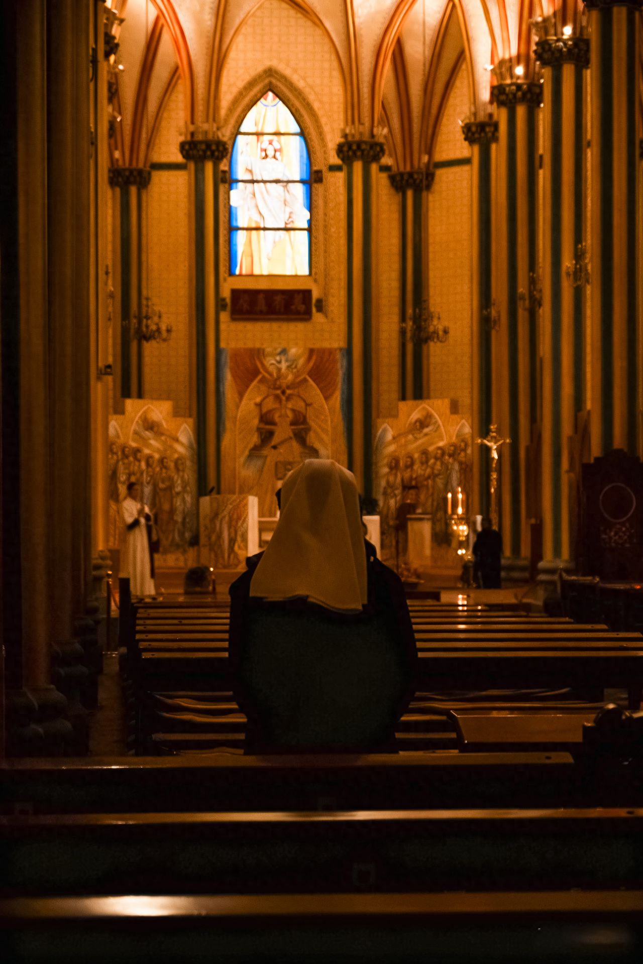Photo by Xishiku Catholic Church - Taking a photo with the interior decorations of the church.