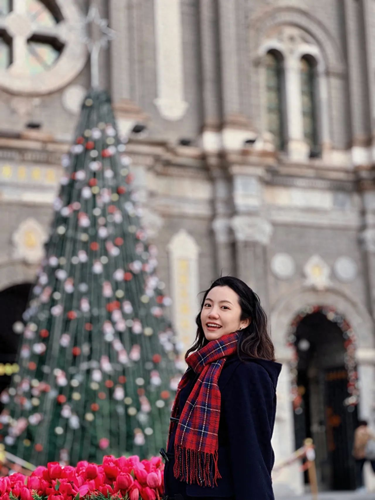 Photo by Wangfujing Catholic Church - In front of the Christmas tree outside the church