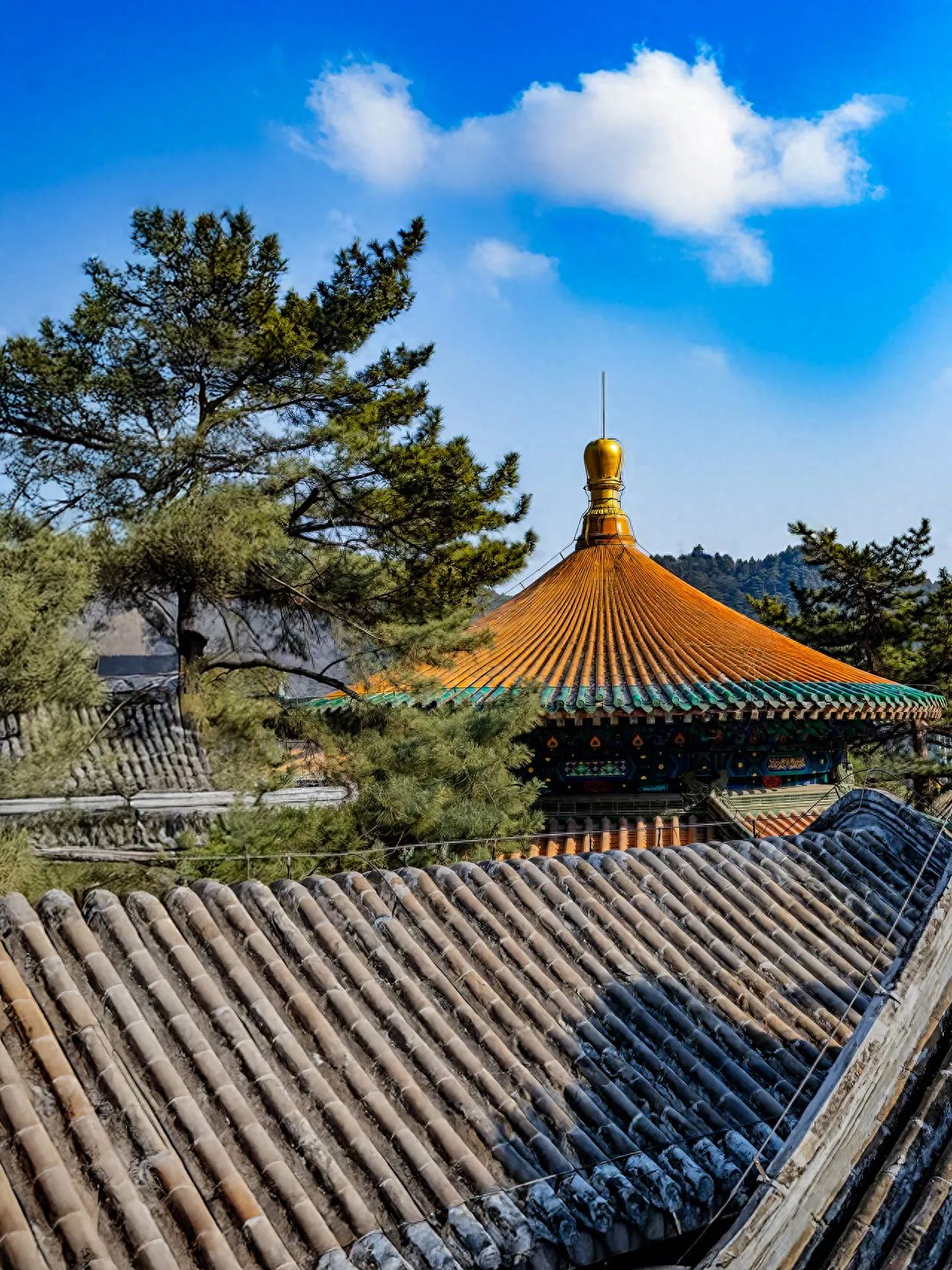 Photo by Tanzhe Temple - Yellow Rooftops from a Height