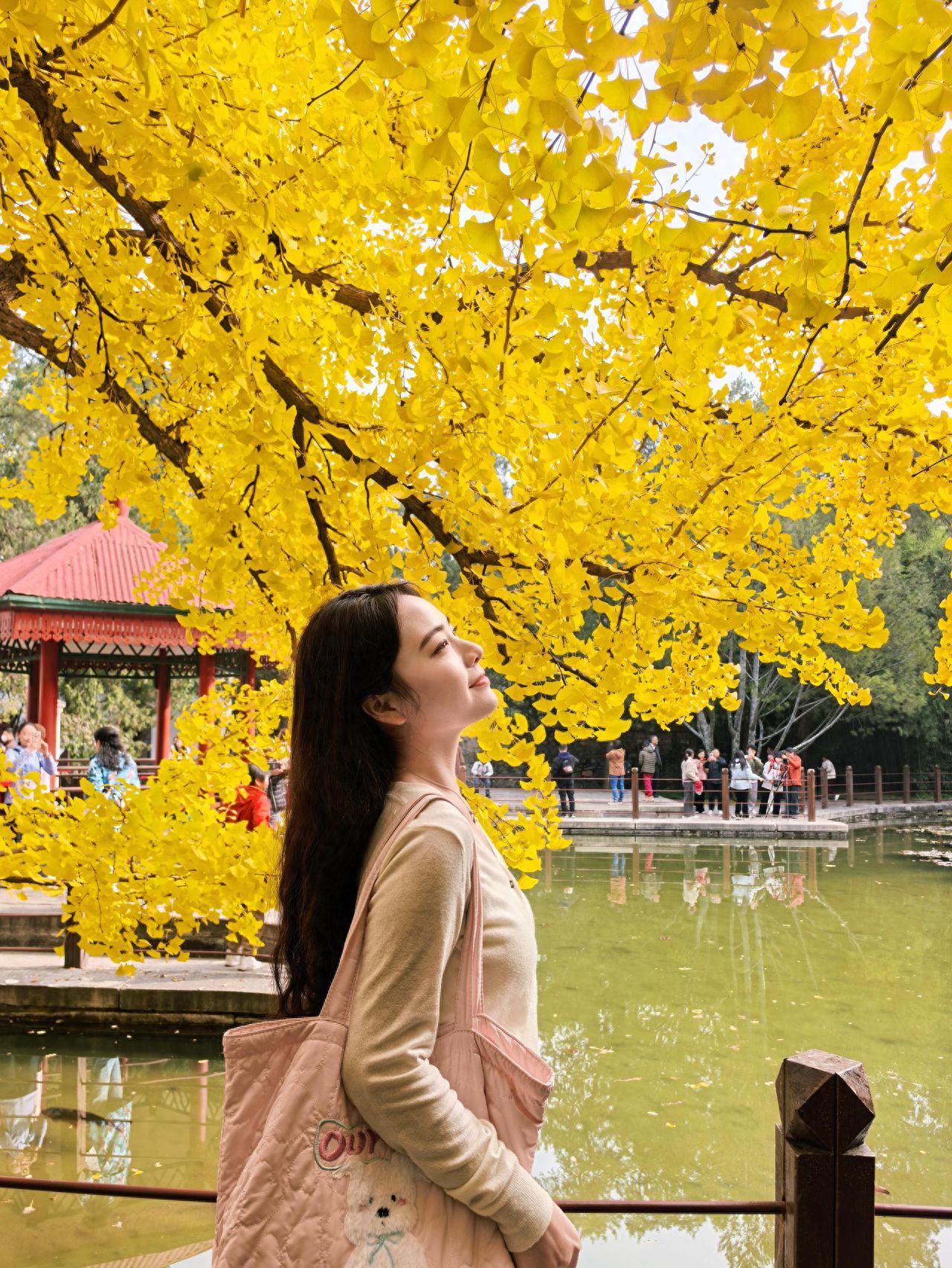 Photo by Xiangshan Park - Group photo with waterside railing pavilion architecture 1