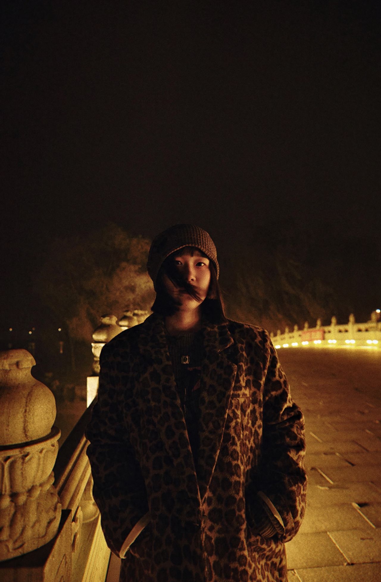 Photo by Beijing Nanhai Lake Park - Take a Nighttime Photo with Stone Bridge and Trees