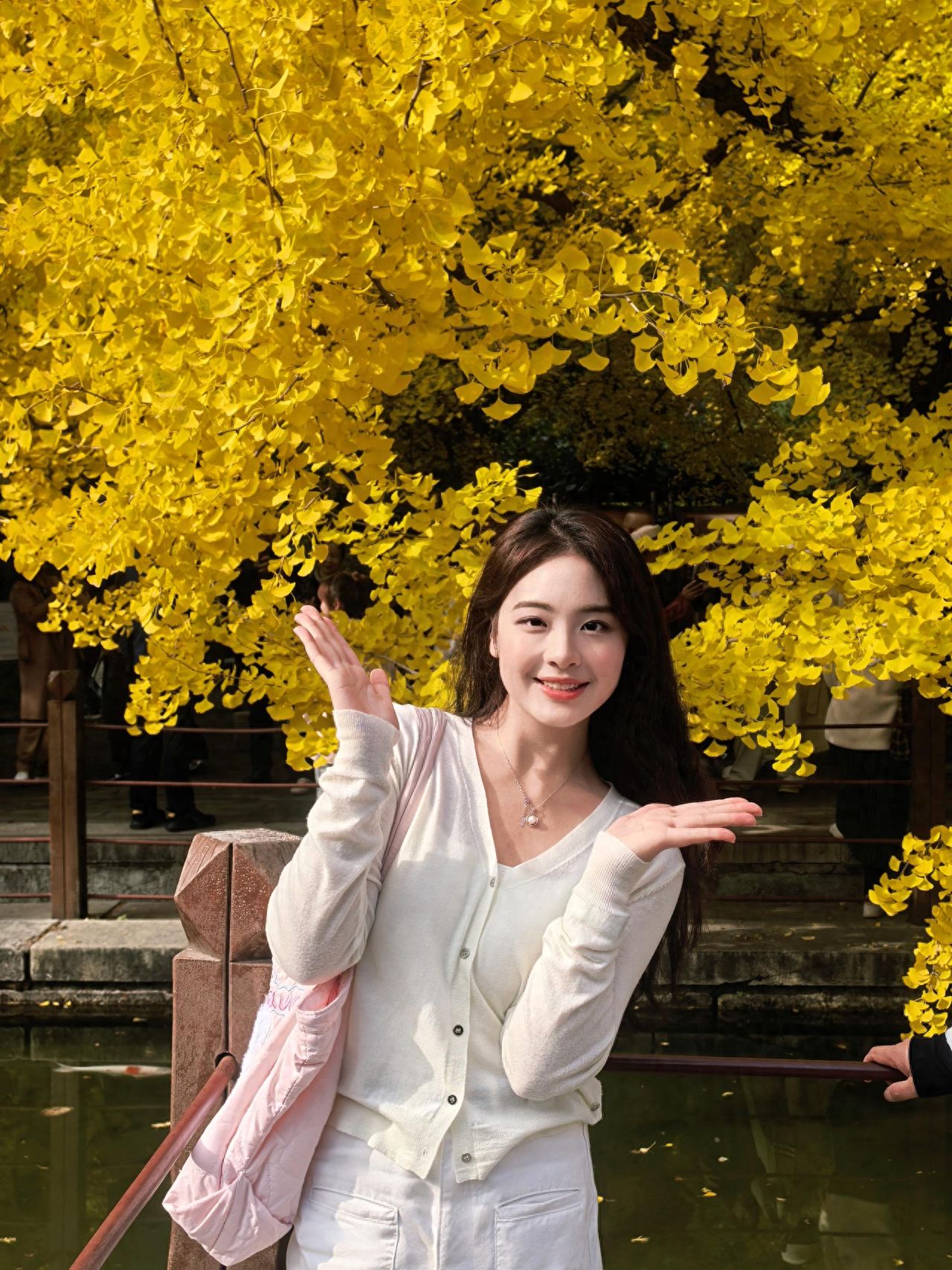 Photo by Beijing Xiangshan Park - Taking a photo with the Ginkgo Tree by the water.