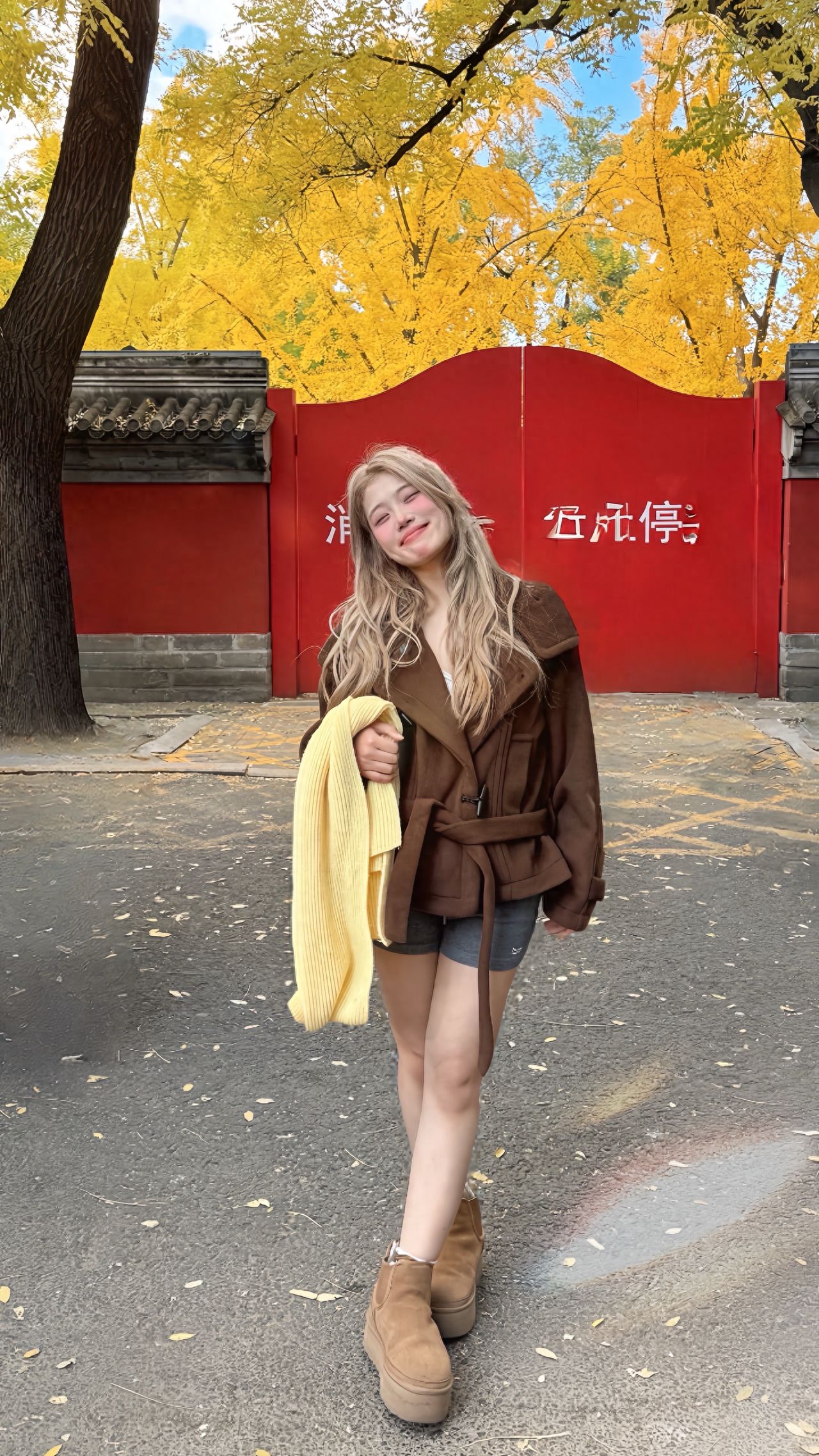 Photo by Confucius Temple and the Imperial College Museum - Take a photo with the autumn leaves against the red wall entrance.