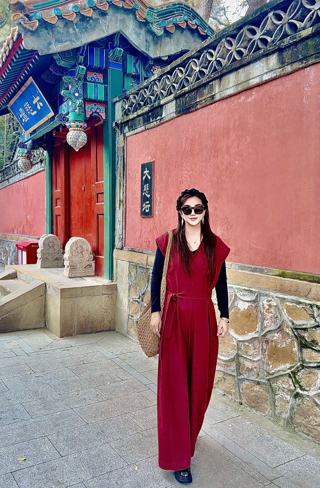 Photo by Take a photo with the entrance and steps of the Dabei Altar at Tanzhe Temple.