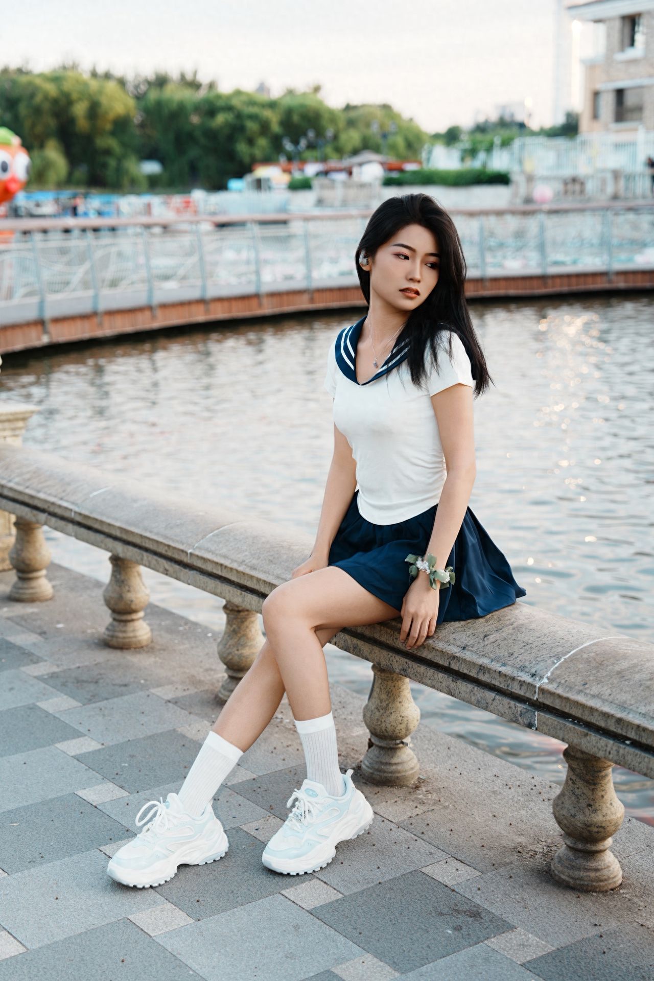 Photo by Beijing Blue Harbor - Taking a photo with the stone platform and water feature architecture.