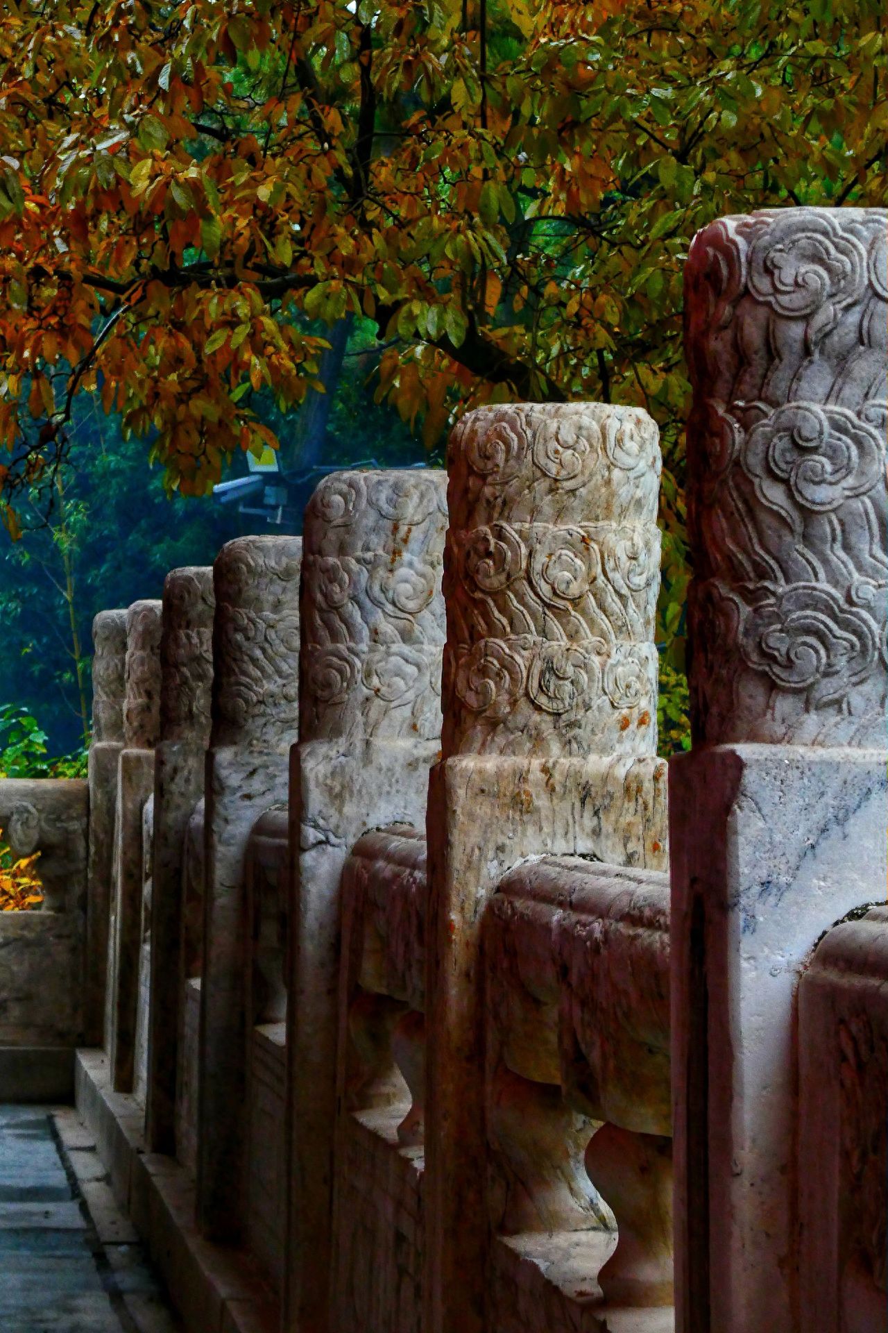 Photo by Tanzhe Temple - Close-up of the relief stone railings