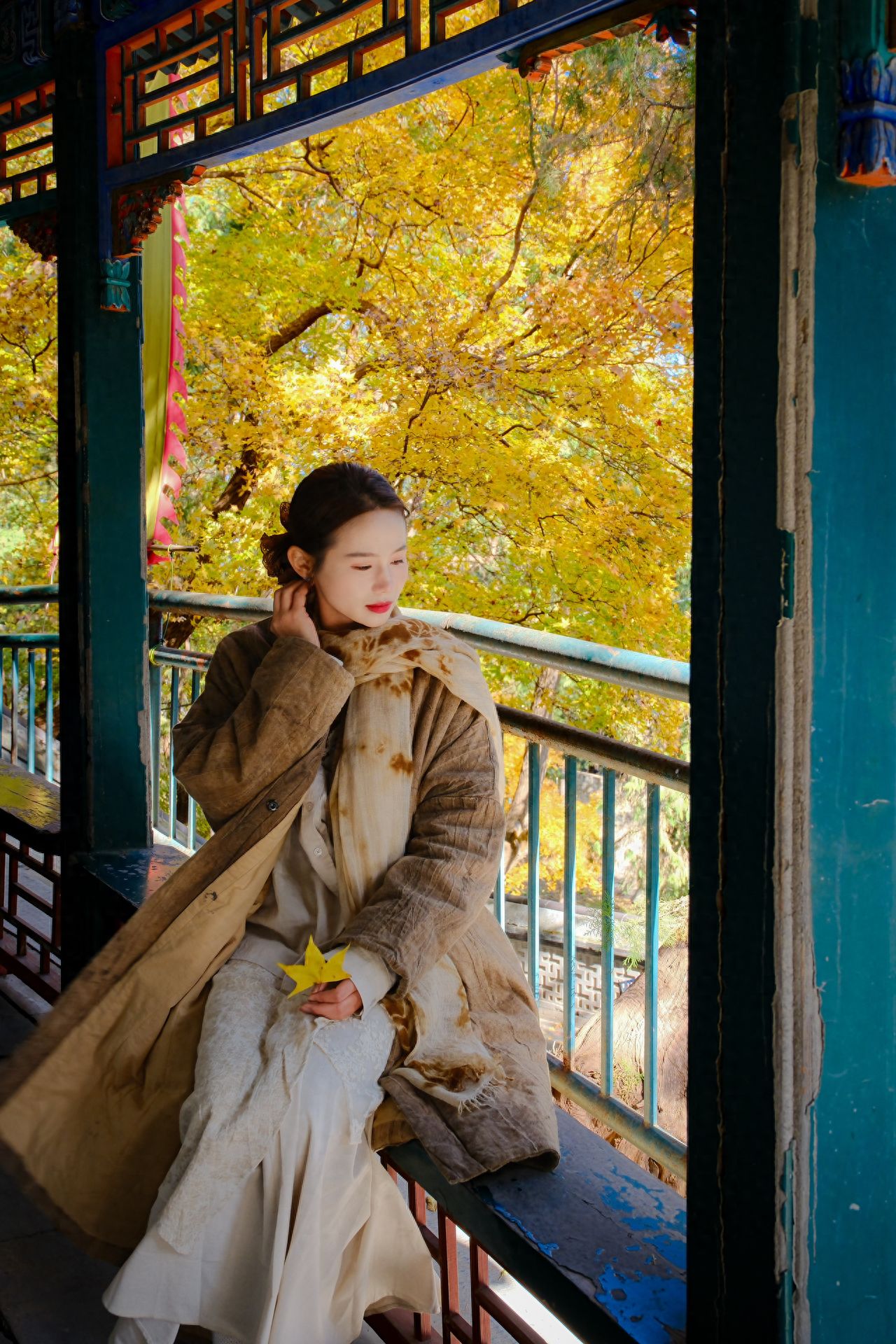Photo by Beijing Xiangshan Park - Long Pavilion and Ginkgo Trees